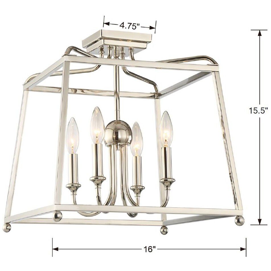 Sylvan 4 Light 16 inch Polished Nickel Semi Flush Ceiling Light