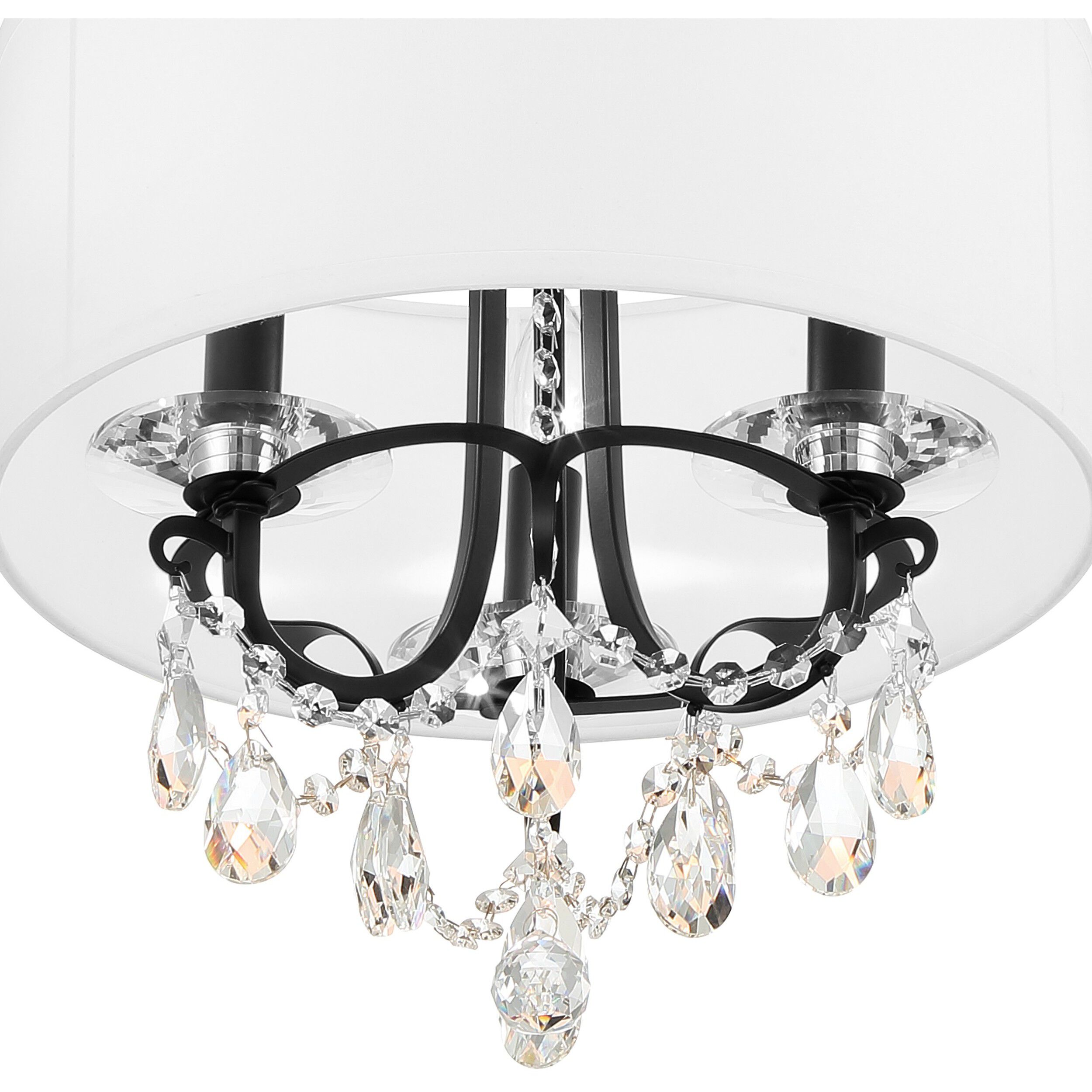 Othello 3 Light 14 inch Matte Black Mini Chandelier Ceiling Light in Clear Hand Cut