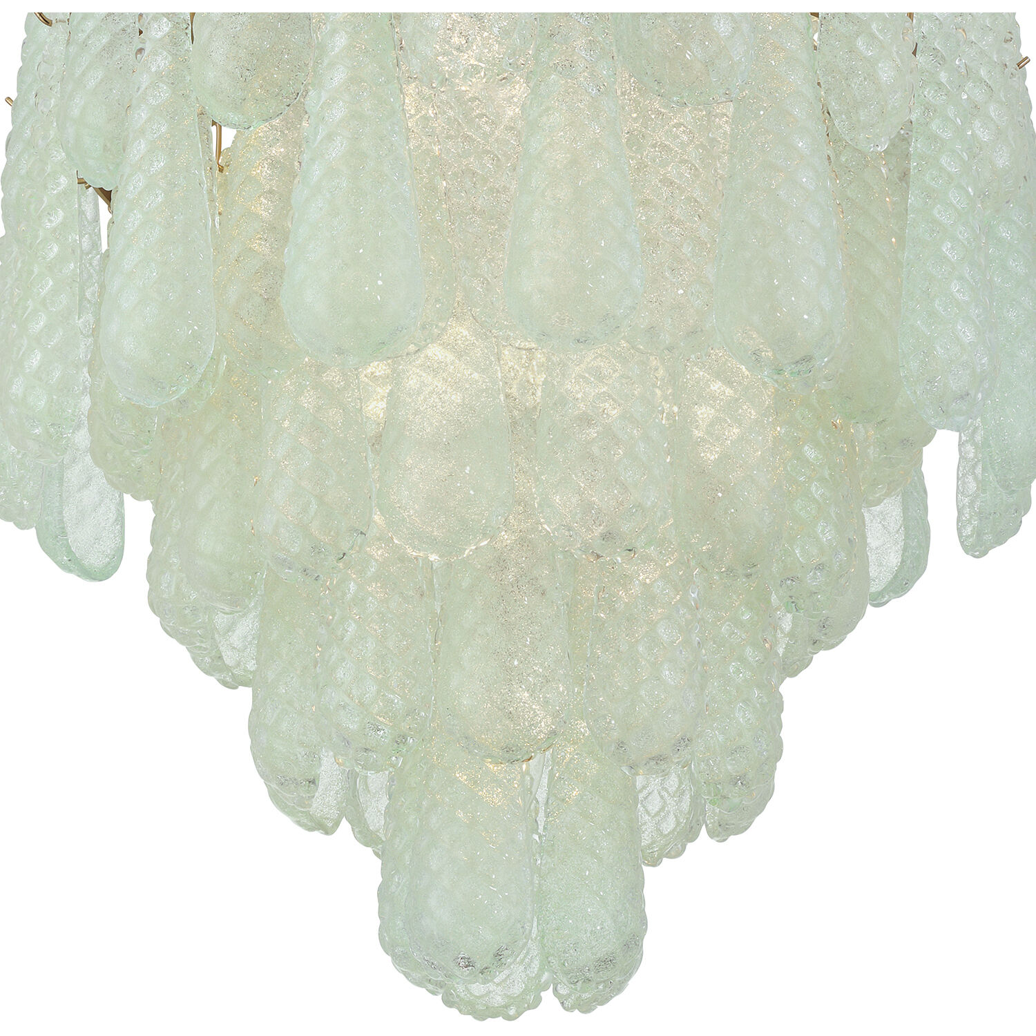 Ollie 16 Light 26.25 inch Aged Brass Chandelier Ceiling Light in Sand Glass Green