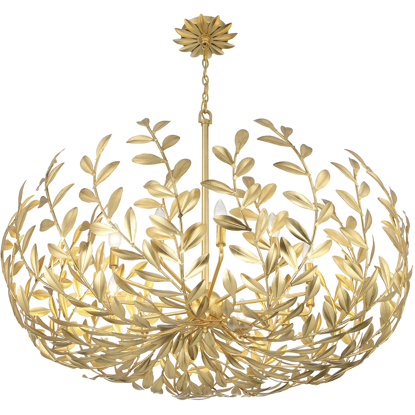 Broche 12 Light 42 inch Antique Gold Chandelier Ceiling Light