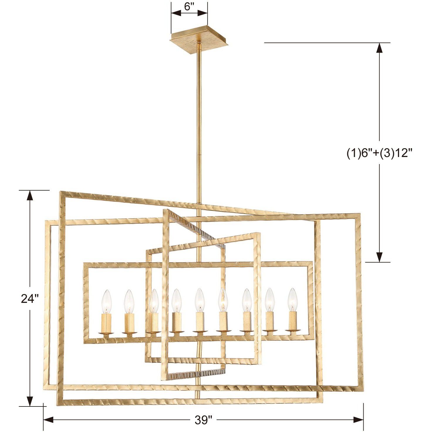 Capri 9 Light 39 inch Antique Gold Chandelier Ceiling Light