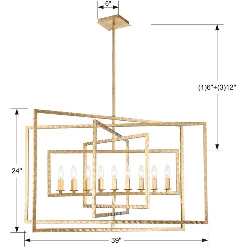 Capri 9 Light 39 inch Antique Gold Chandelier Ceiling Light