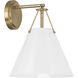 Xavier Bath Sconce Wall Light in Vibrant Gold and White