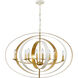 Luna 8 Light 36 inch Matte White and Antique Gold Chandelier Ceiling Light