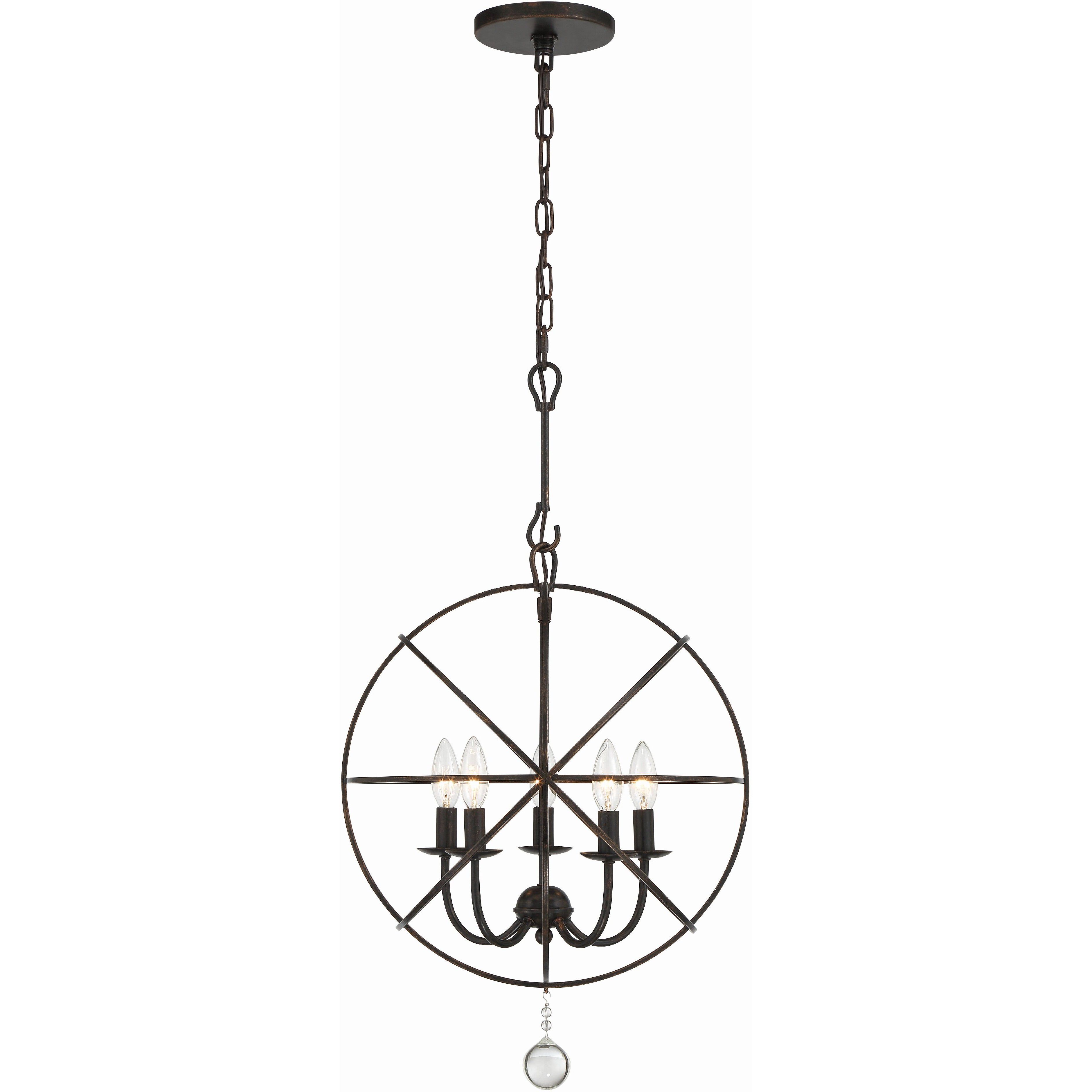 Solaris 5 Light 17 inch English Bronze Mini Chandelier Ceiling Light