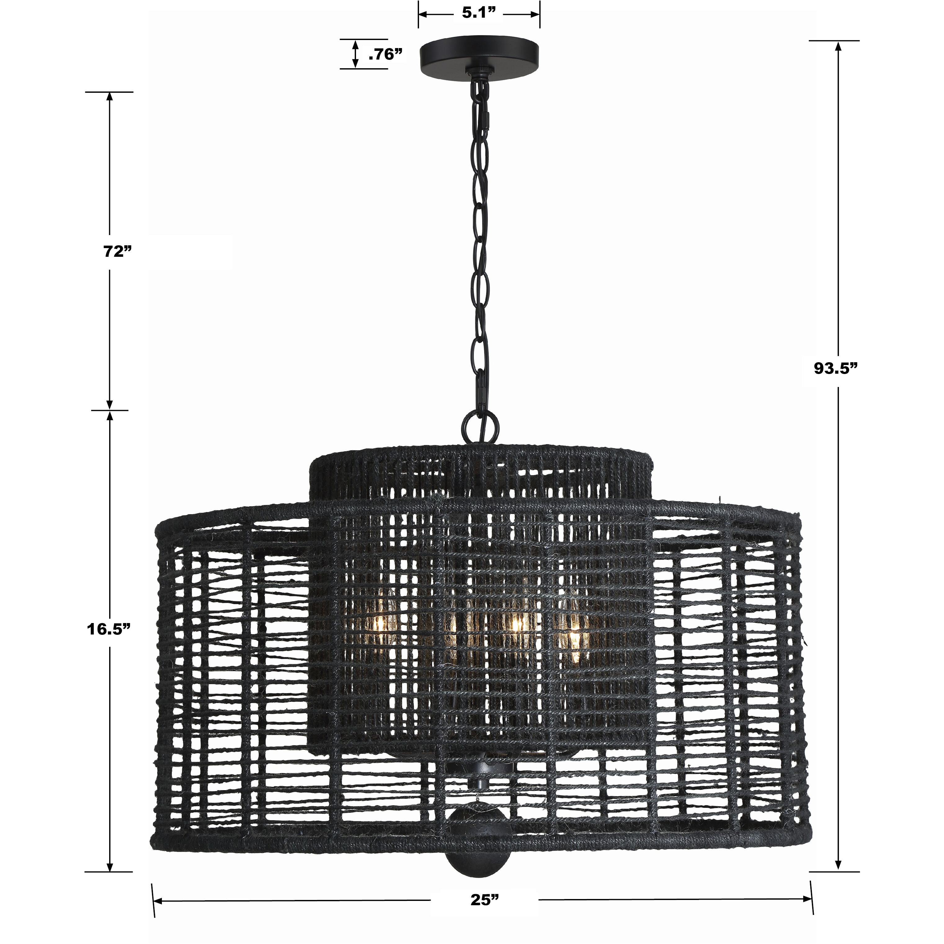 Jayna 4 Light 25 inch Matte Black Chandelier Ceiling Light