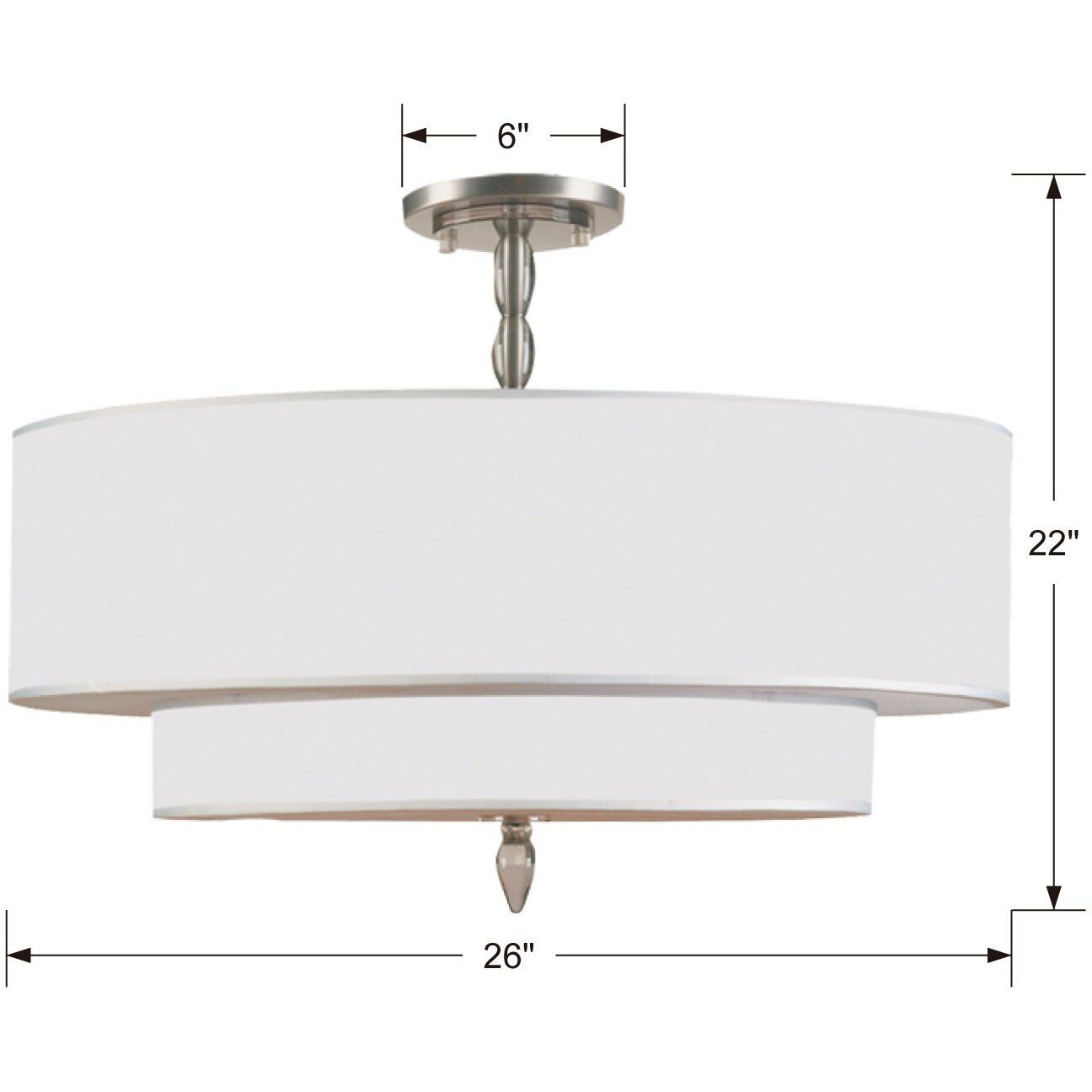Luxo 5 Light 26 inch Satin Nickel Semi Flush Ceiling Light
