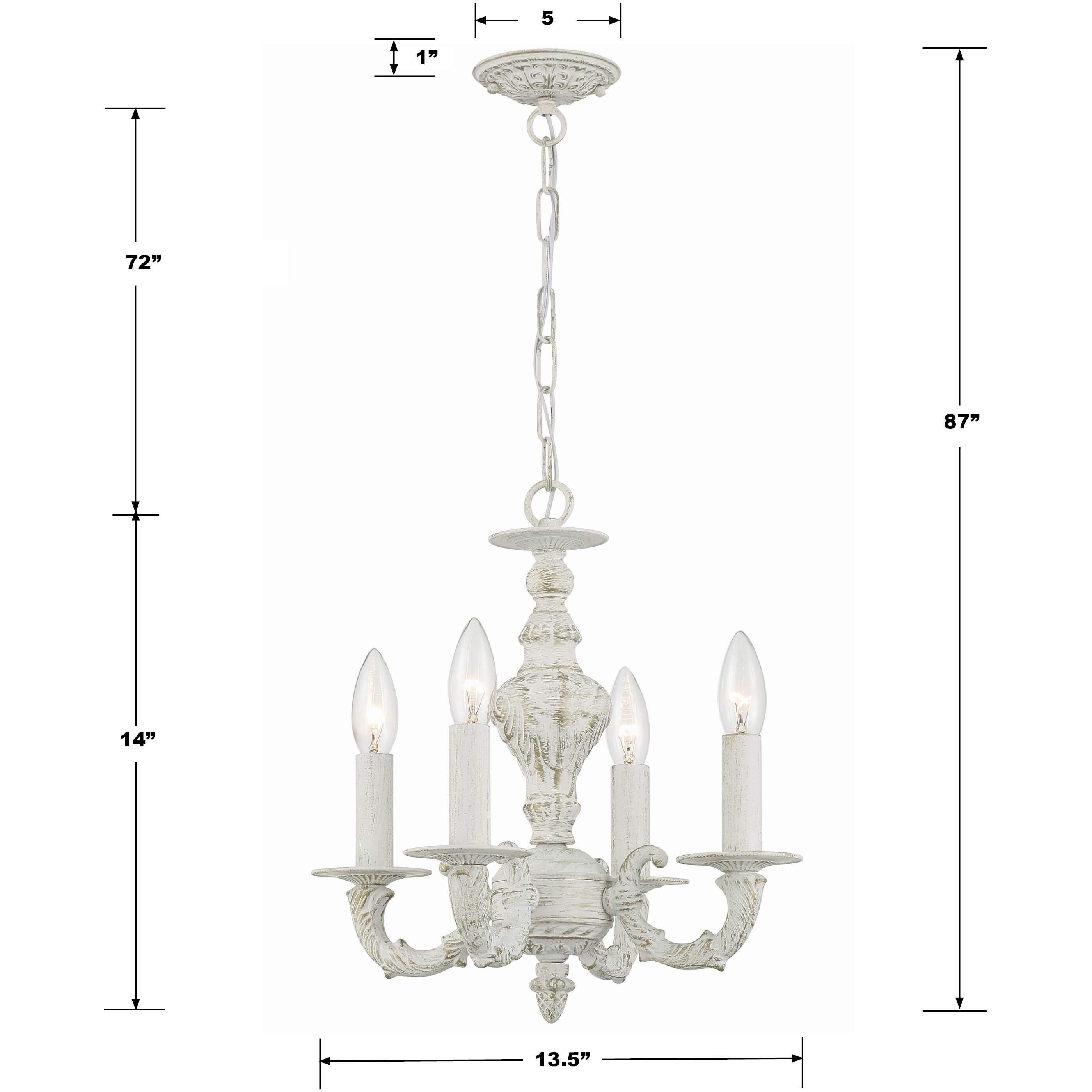 ホワイト ma.chi sama Brielle 4 Light Chandelier – Crystorama
