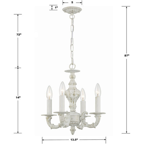Paris Market 4 Light 13.5 inch Antique White Mini Chandelier Ceiling Light
