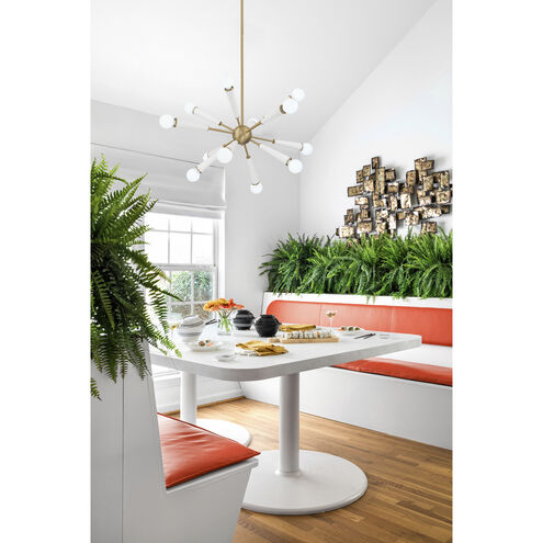 Zodiac 12 Light 34 inch Aged Brass and Matte White Chandelier Ceiling Light