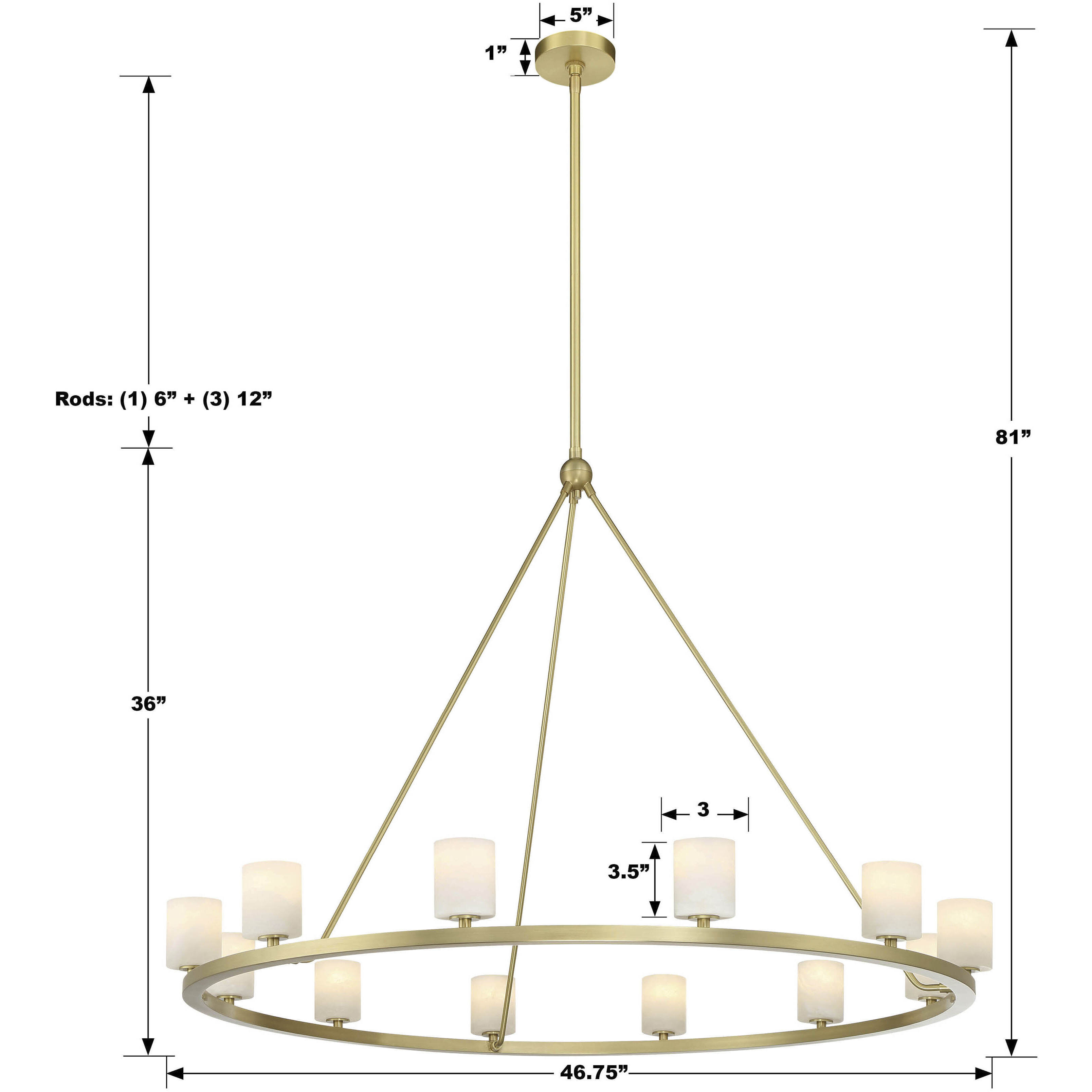 Aragon 12 Light 46.75 inch Soft Brass Chandelier Ceiling Light