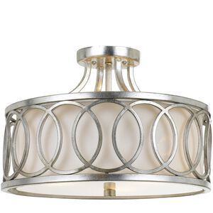 Graham 3 Light 15 inch Antique Silver Semi Flush Ceiling Light