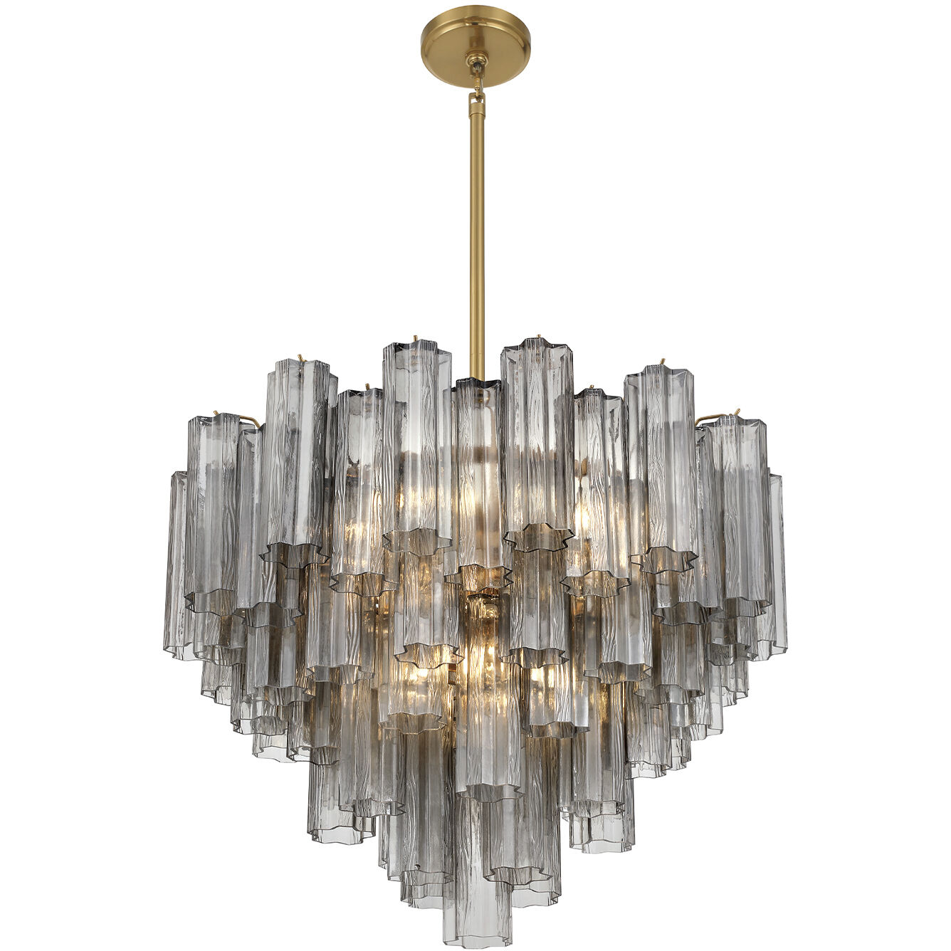 Addis 12 Light 26.75 inch Aged Brass Chandelier Ceiling Light in Tronchi Glass Smoke