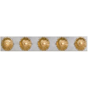 Broche 5 Light 31 inch Antique Gold and Antique Silver Bathroom Vanity Light Wall Light