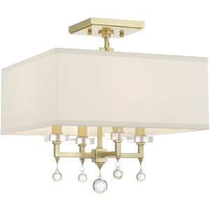Paxton 4 Light 16 inch Aged Brass Semi Flush Ceiling Light