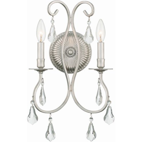 Ashton 2 Light 10.5 inch Olde Silver Sconce Wall Light in Clear Swarovski Strass