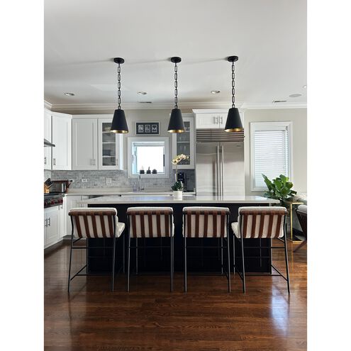 Alston 2 Light 10 inch Matte Black/Antique Gold Mini Pendant Ceiling Light in Matte Black and Antique Gold