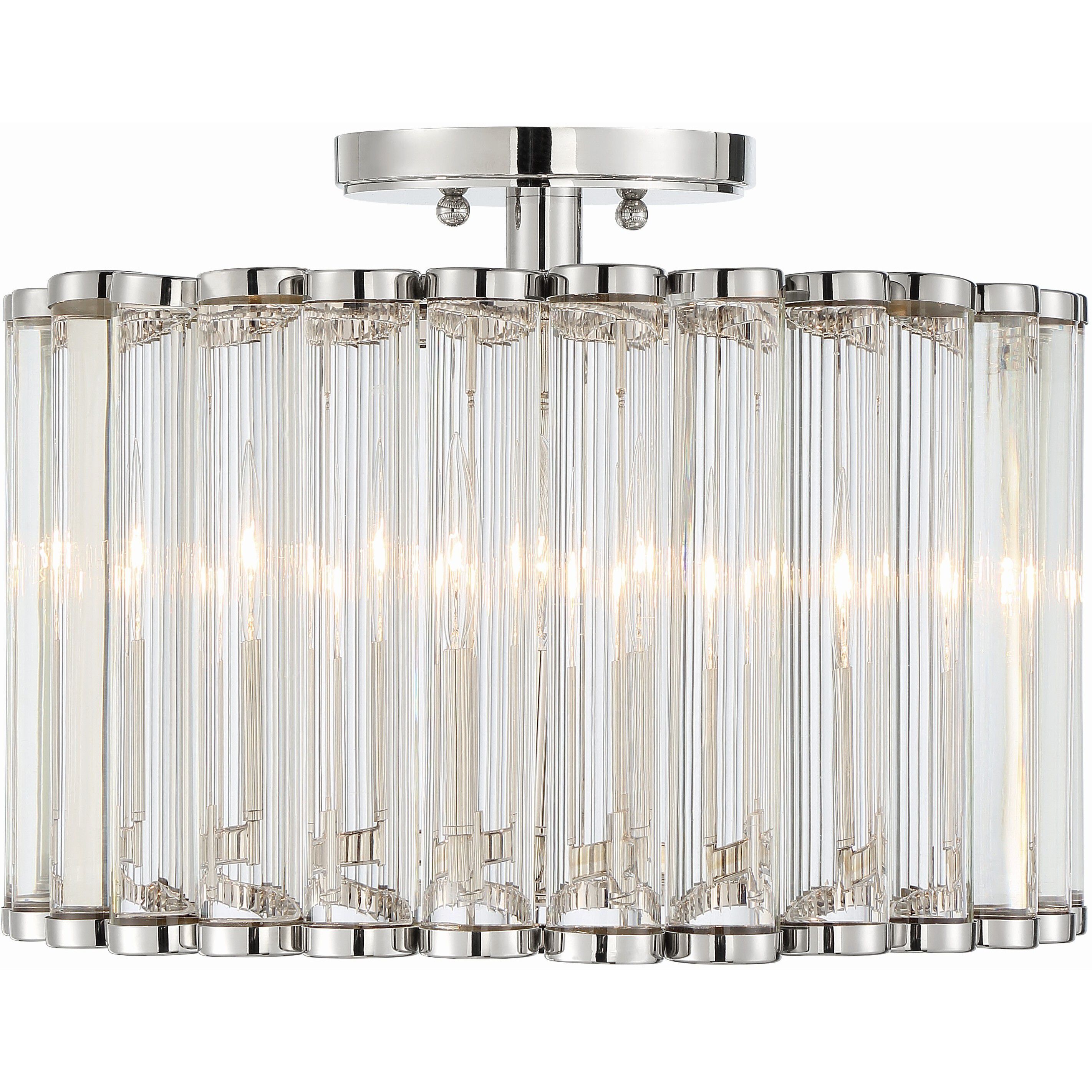 Elliot 4 Light 15.25 inch Polished Nickel Semi Flush Ceiling Light