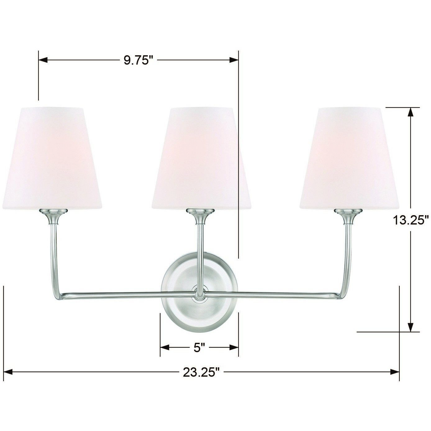 Sylvan 3 Light 23.25 inch Brushed Nickel Bathroom Vanity Light Wall Light