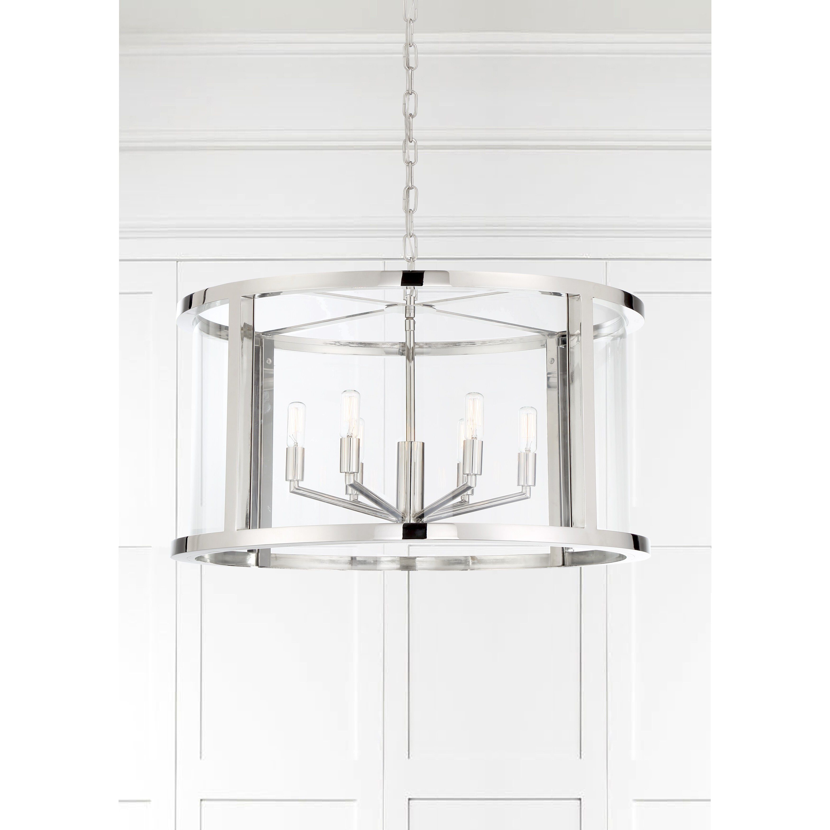 Devon 6 Light 24 inch Polished Nickel Chandelier Ceiling Light