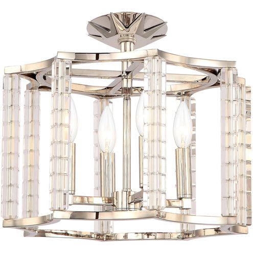 Carson 4 Light 16 inch Polished Nickel Semi Flush Ceiling Light