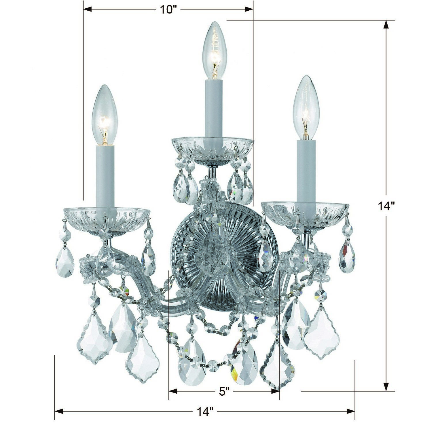 Maria Theresa Sconce Wall Light in Clear Hand Cut, Polished Chrome