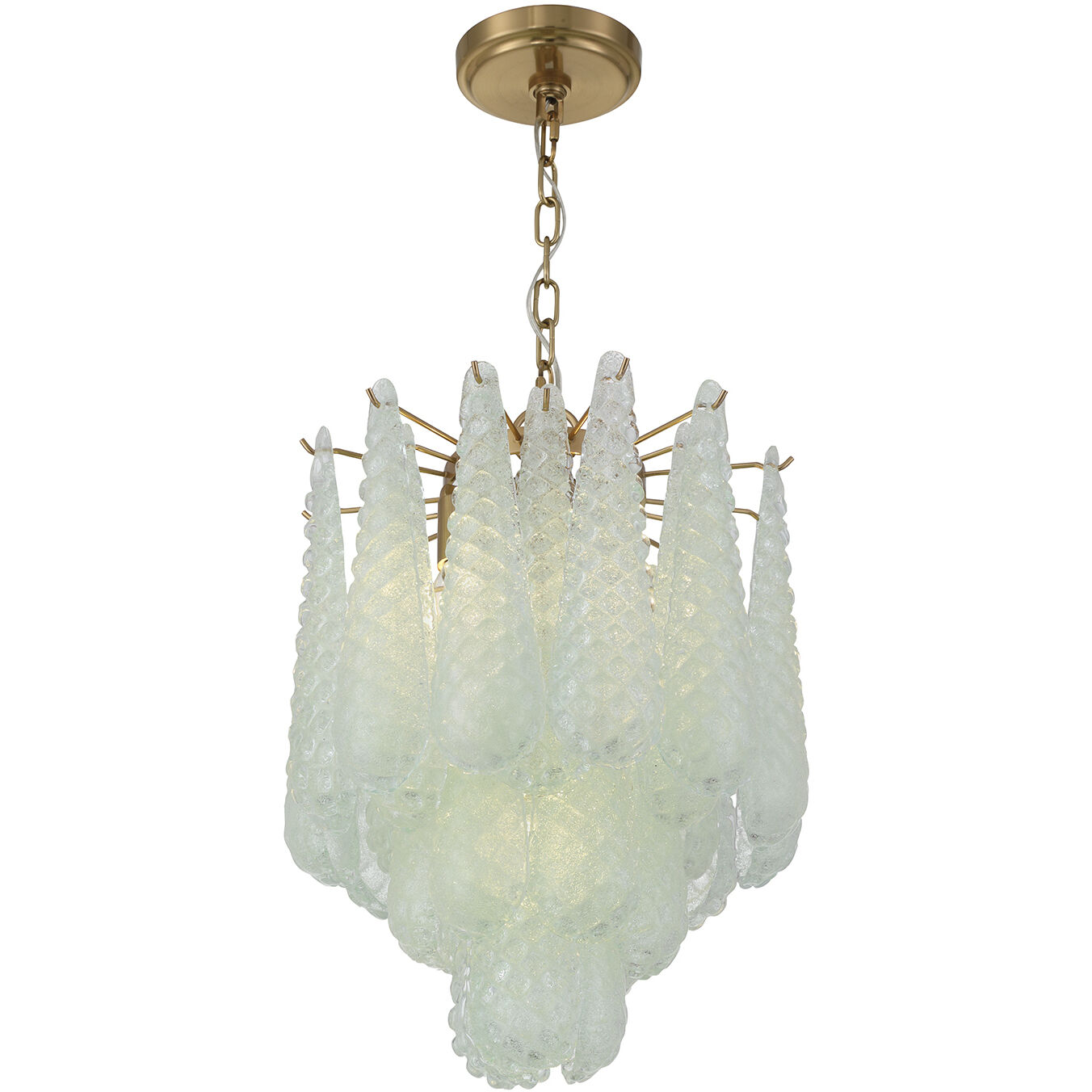 Ollie 4 Light 14.25 inch Aged Brass Chandelier Ceiling Light in Sand Glass Green