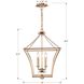 Broche 4 Light 16 inch Antique Gold Mini Chandelier Ceiling Light