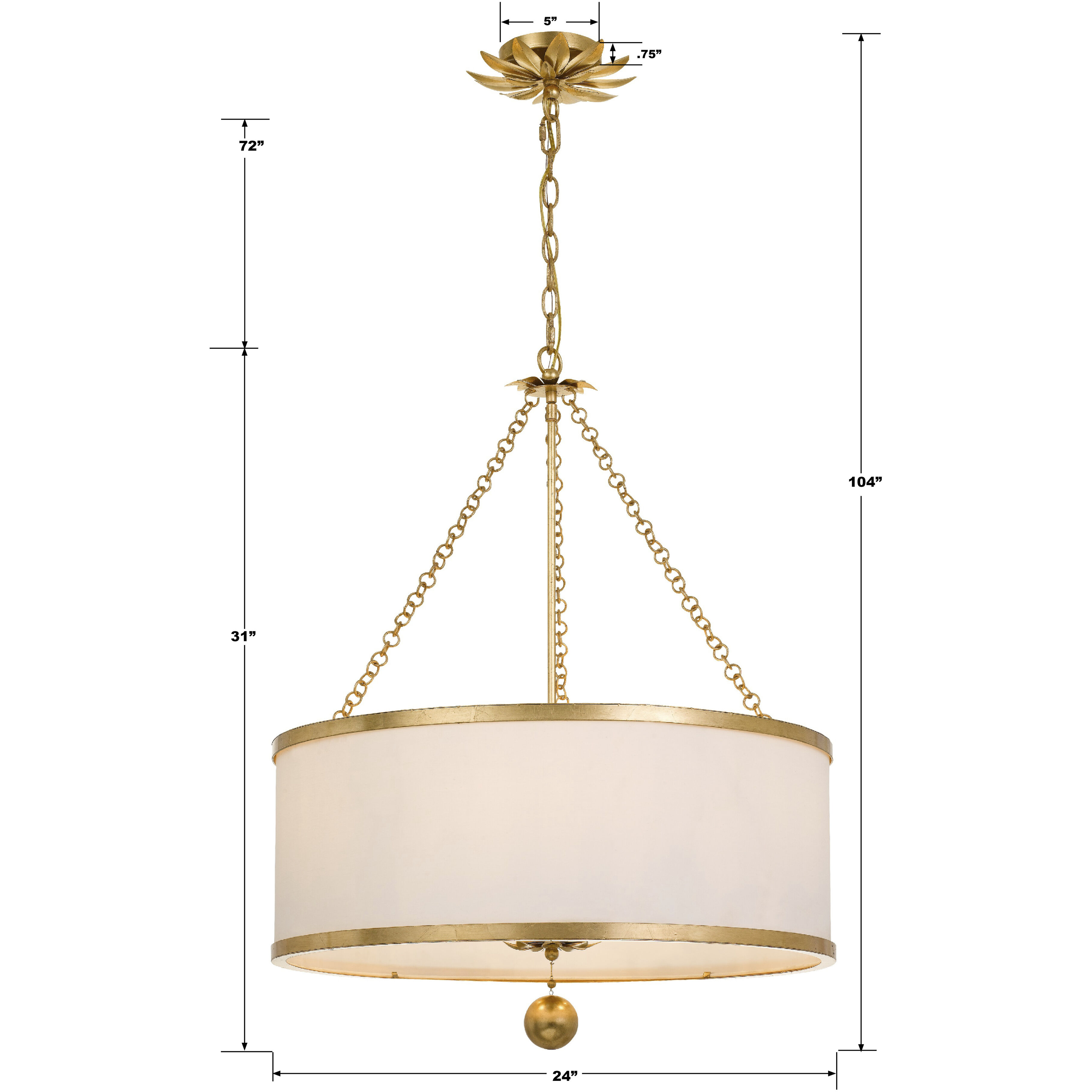 Broche 6 Light 24 inch Antique Gold Chandelier Ceiling Light