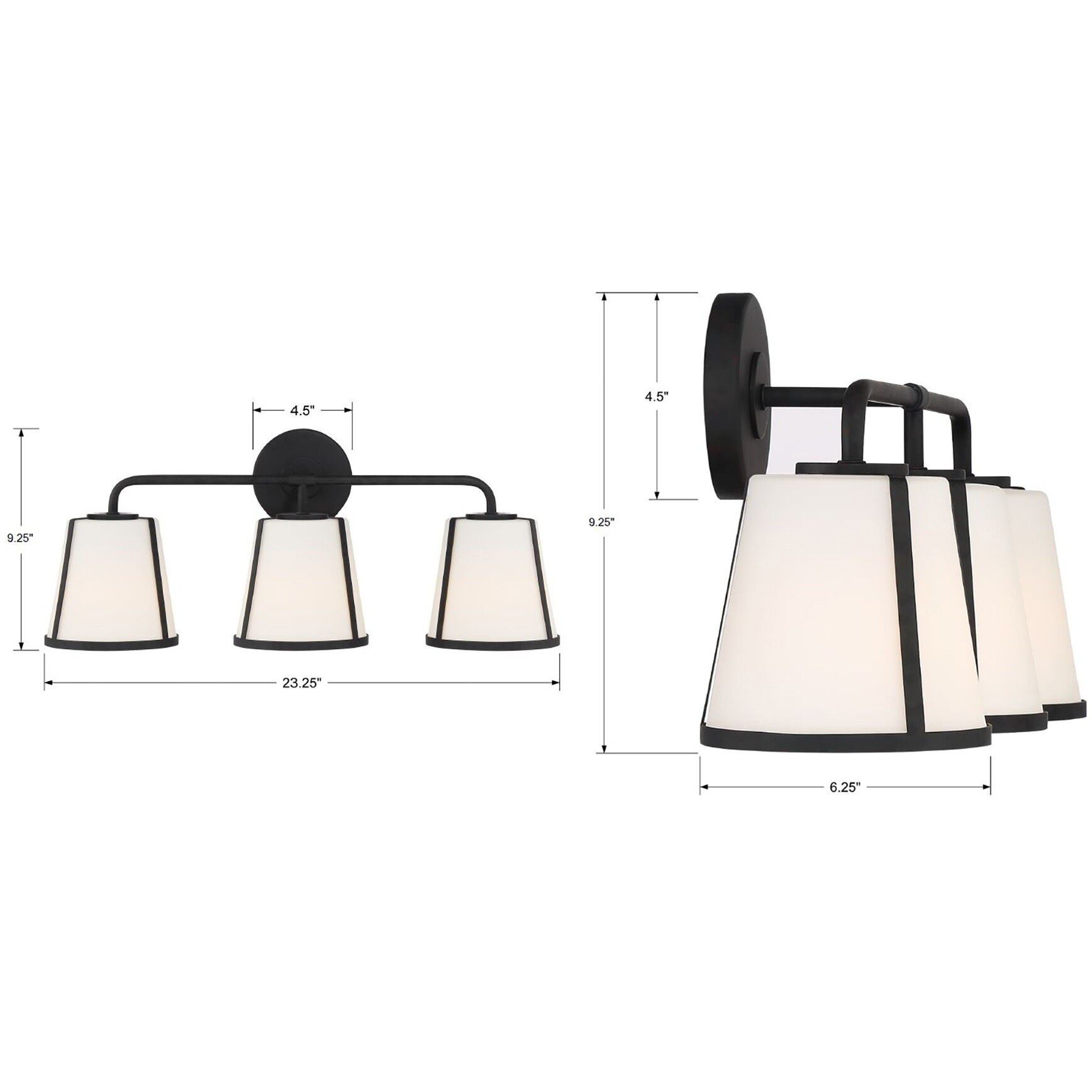 Fulton Bath Vanity Light Wall Light in Black, White