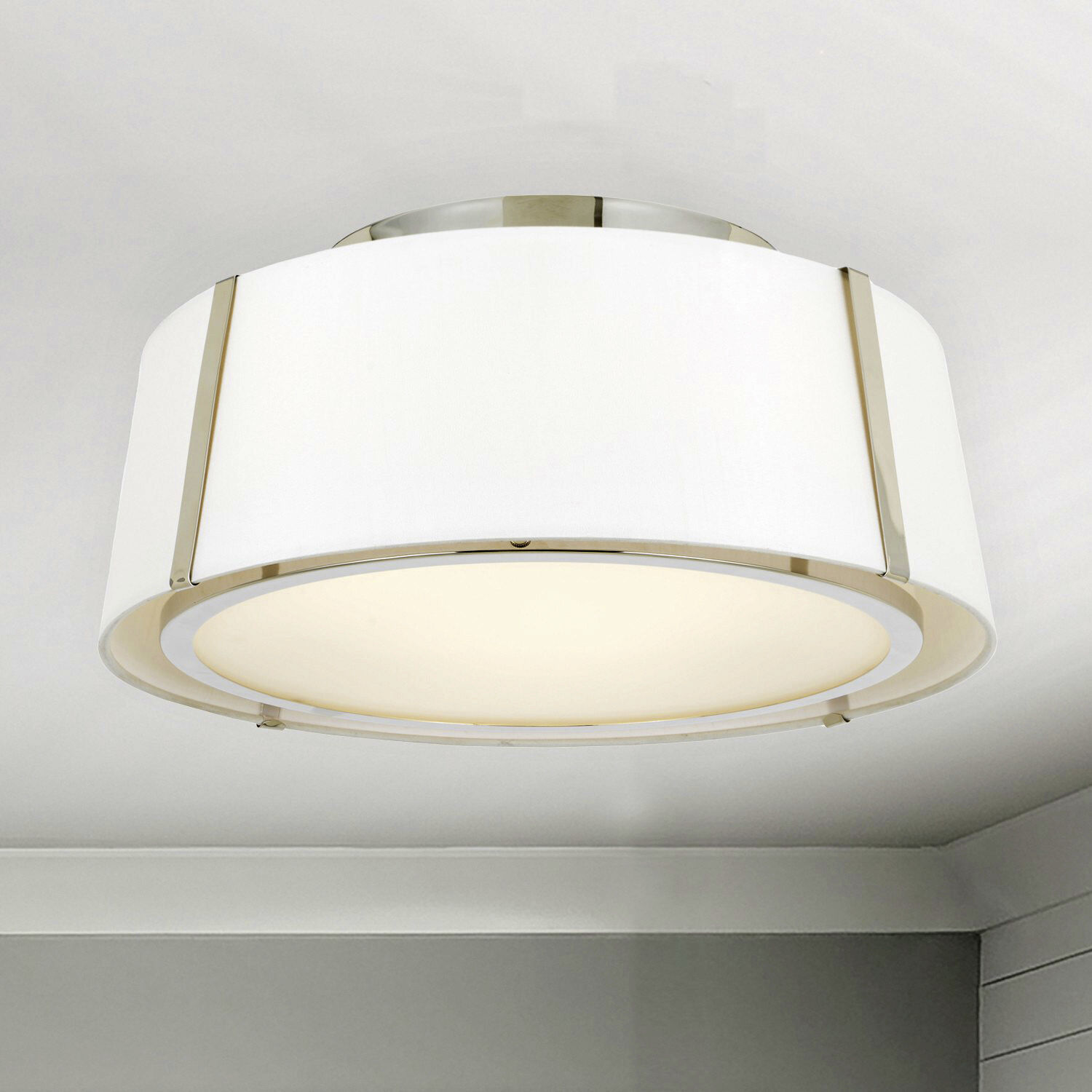 Fulton 3 Light 18 inch Polished Nickel Semi Flush Ceiling Light