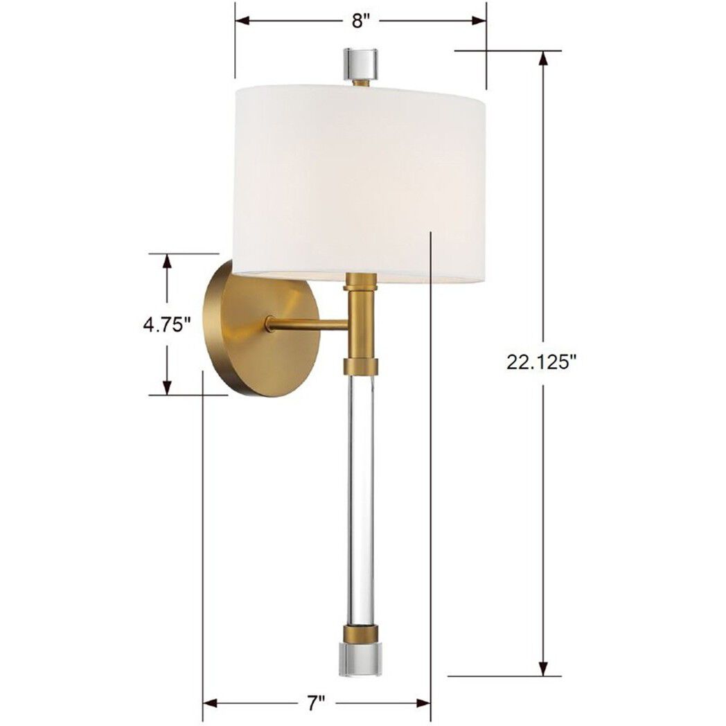 Rachel 1 Light 8 inch Vibrant Gold Sconce Wall Light