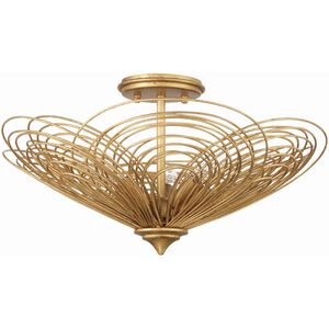 Doral 3 Light 19 inch Renaissance Gold Semi Flush Ceiling Light