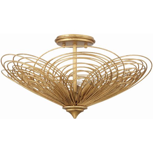 Doral 3 Light 19 inch Renaissance Gold Semi Flush Ceiling Light