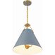 Xavier 3 Light 16 inch Vibrant Gold Pendant Ceiling Light in Vibrant Gold and Blue