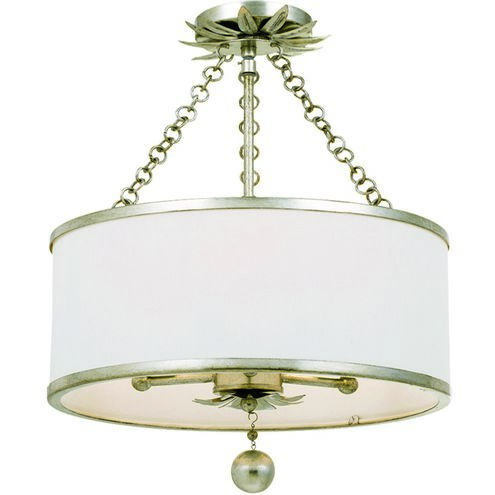 Broche 3 Light 14 inch Antique Silver Semi Flush Ceiling Light