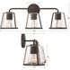 Fulton 3 Light 23.25 inch Black Bathroom Vanity Light Wall Light in Antique White, Clear