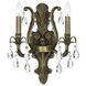 Dawson 2 Light 12.5 inch Antique Brass Sconce Wall Light in Clear Swarovski Strass
