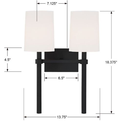 Bromley 2 Light 13.75 inch Black Forged Sconce Wall Light