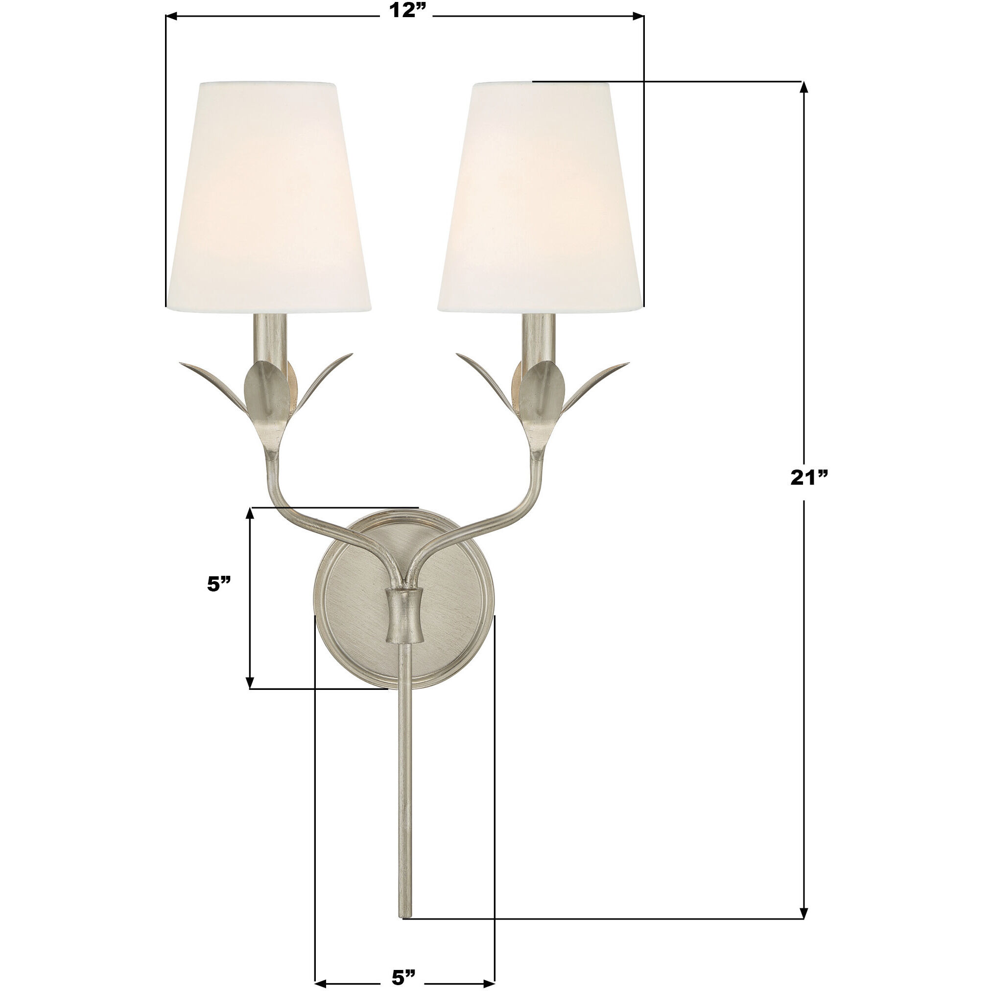 Broche Sconce Wall Light in Antique Silver