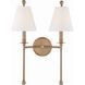 Riverdale 2 Light 15 inch Aged Brass Sconce Wall Light