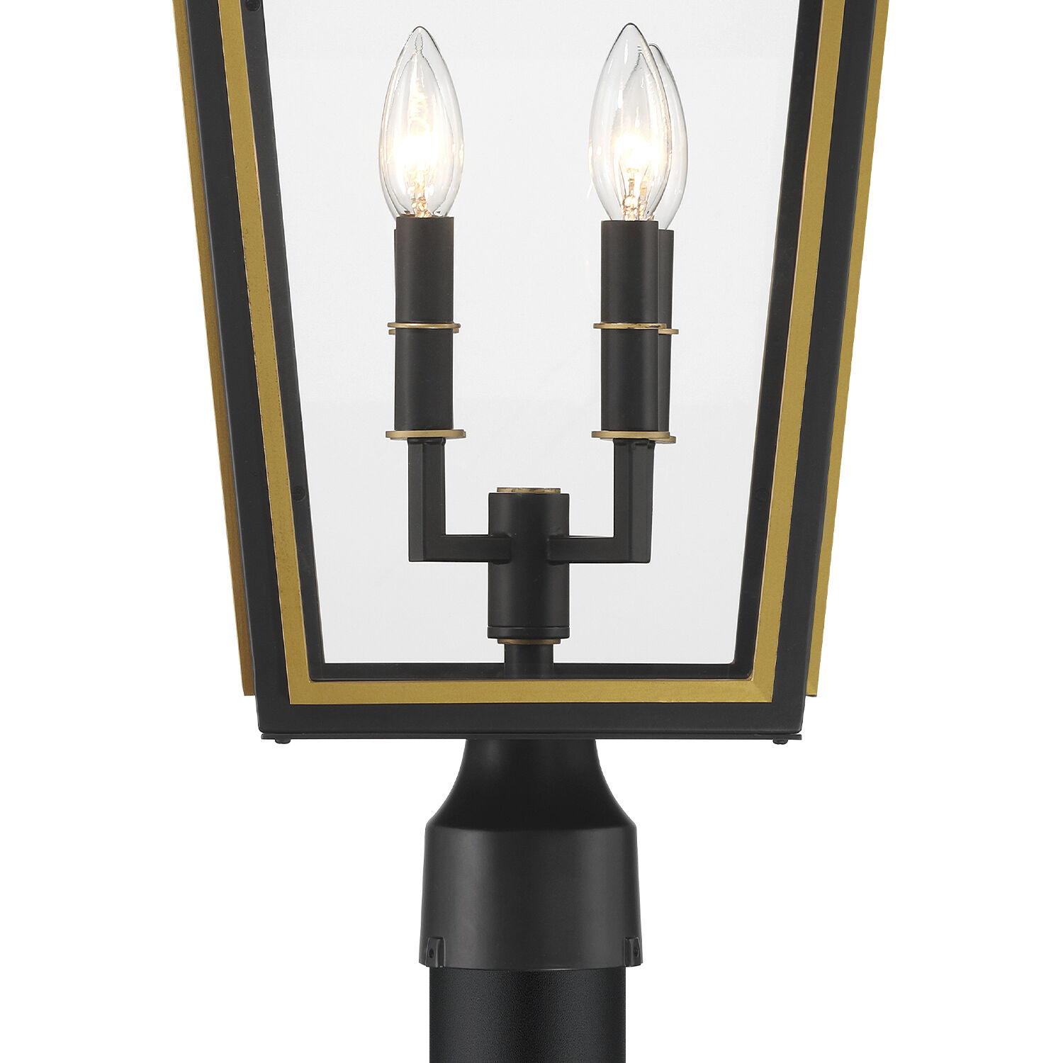 Hawkins 4 Light 25 inch Matte Black and Textured Gold Outdoor Post