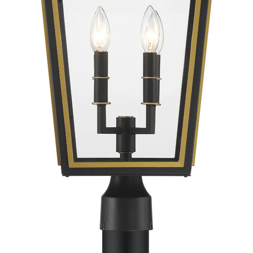 Hawkins 4 Light 25 inch Matte Black and Textured Gold Outdoor Post