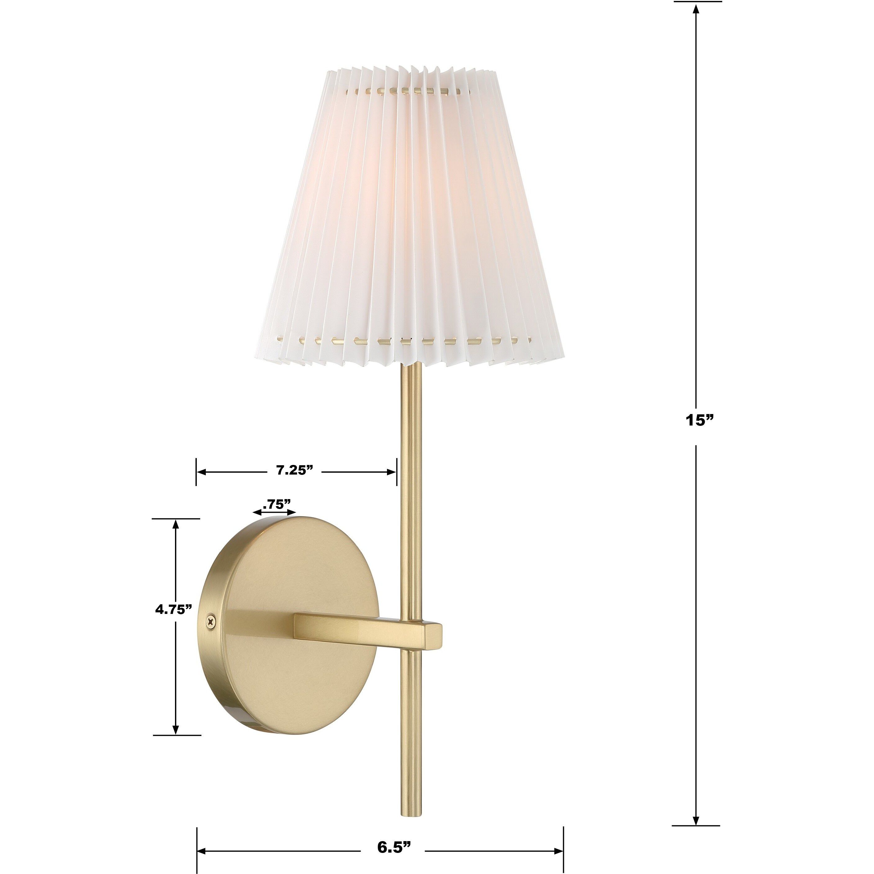 Gamma 1 Light 6.5 inch Aged Brass Sconce Wall Light