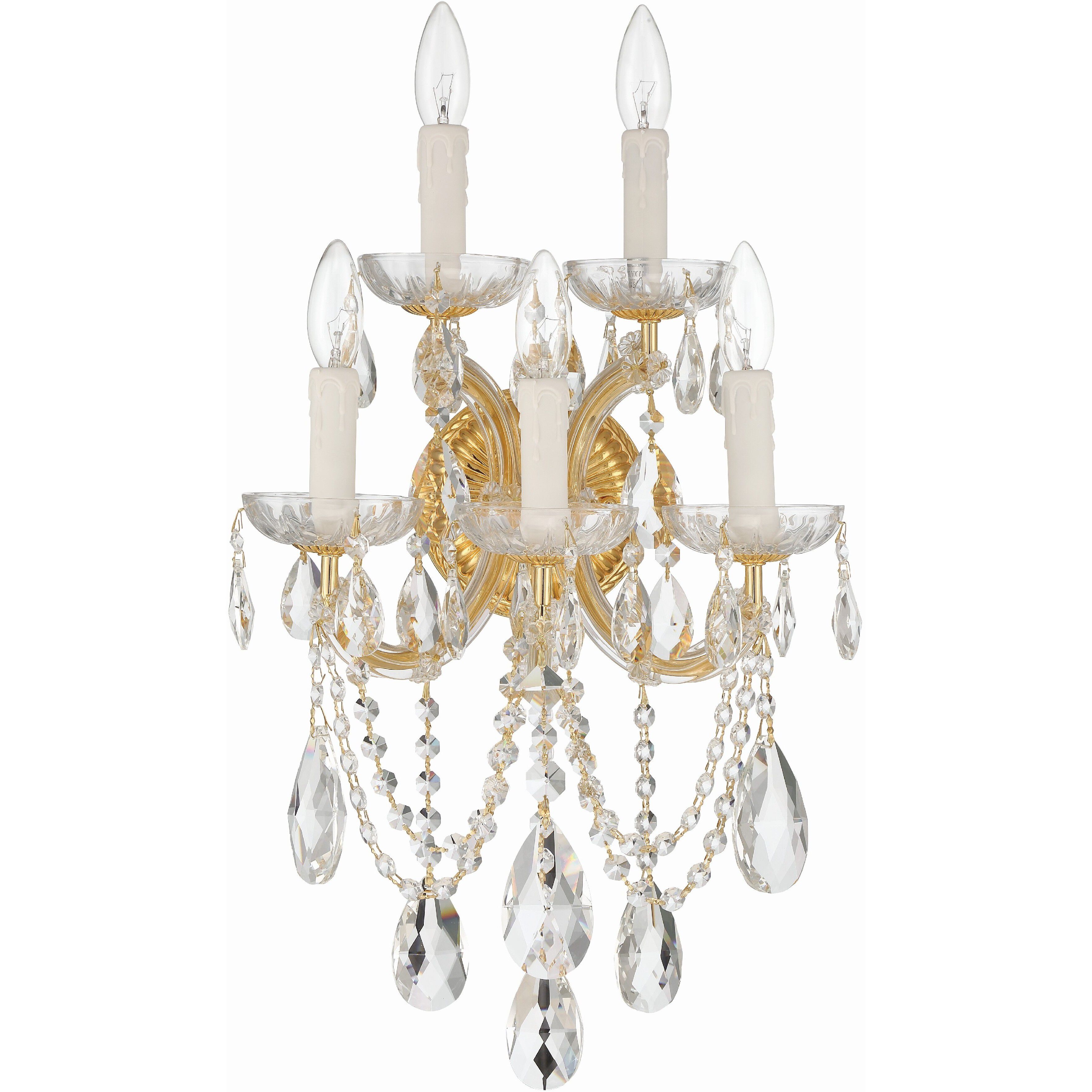 Maria Theresa Sconce Wall Light in Clear Spectra, Gold