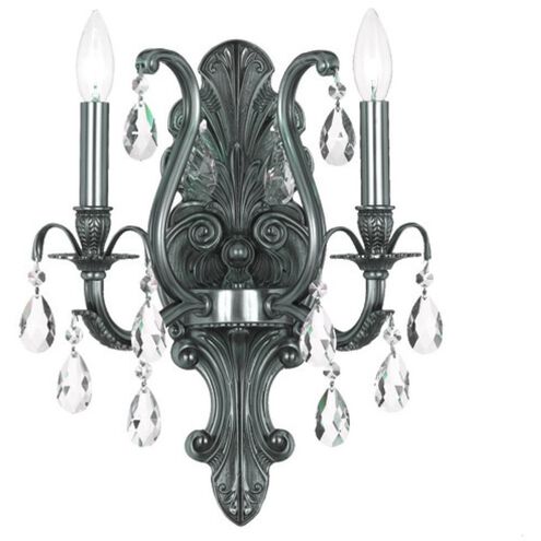 Dawson 2 Light 12.5 inch Pewter Sconce Wall Light in Clear Swarovski Strass