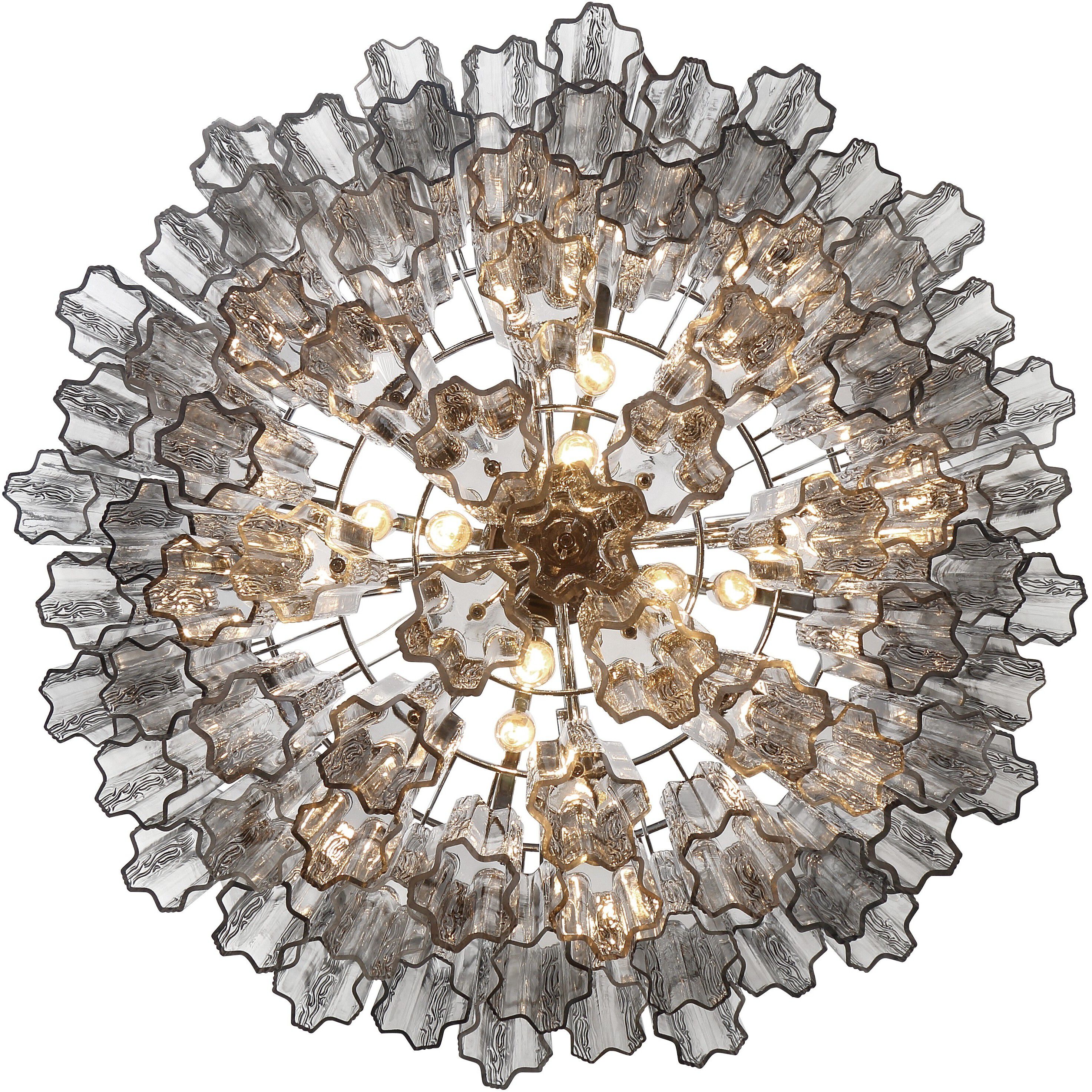 Addis 16 Light 32 inch Polished Chrome Chandelier Ceiling Light in Tronchi Glass Smoke