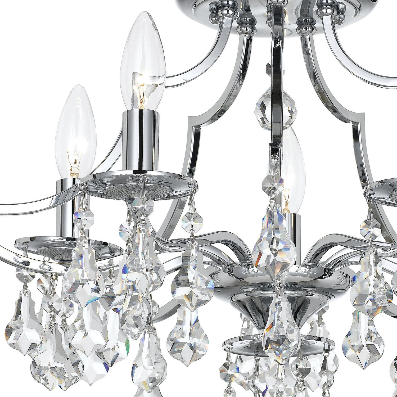 Cedar 5 Light 18.5 inch Polished Chrome Semi Flush Ceiling Light in Clear Hand Cut