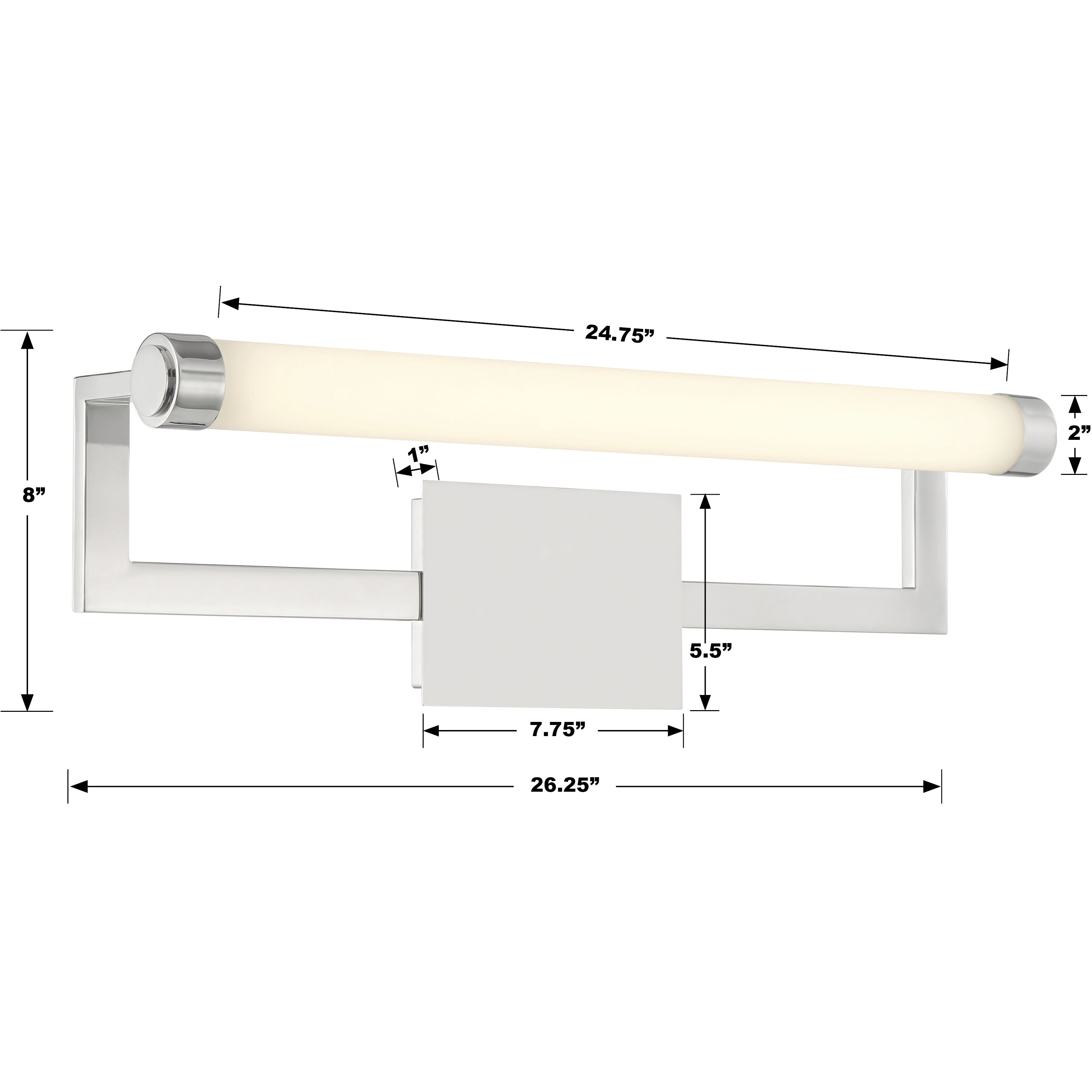 Clinton 1 Light 26.25 inch Polished Nickel Bathroom Vanity Light Wall Light