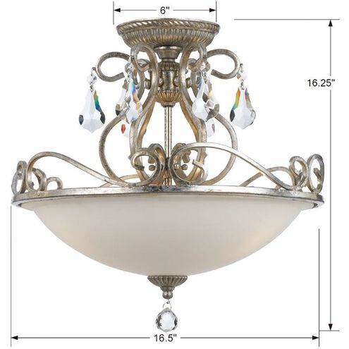 Ashton 3 Light 16.5 inch Olde Silver Semi Flush Ceiling Light in Clear Hand Cut